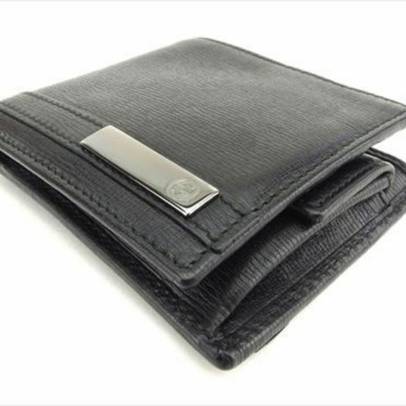 Gucci Wallet Purse Bifold Black leather Woman unisex Authentic Used - Picture 1 of 8